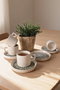 Hermia Juego de tazas de té y platillos de 8 piezas, Crema y verde